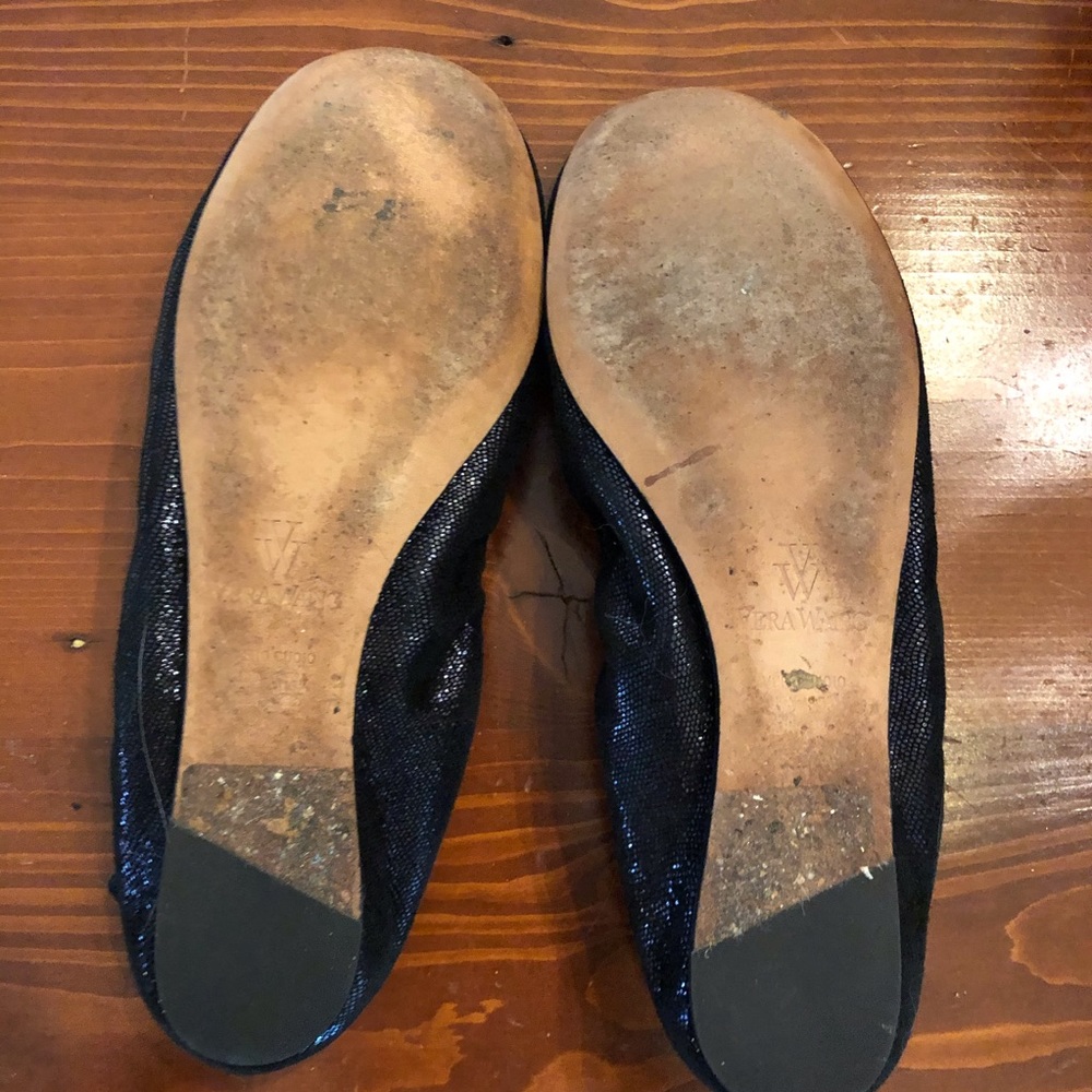 Great Vera Wang Metallic Black Ballet Flats 8.5 - Picture 6 of 6